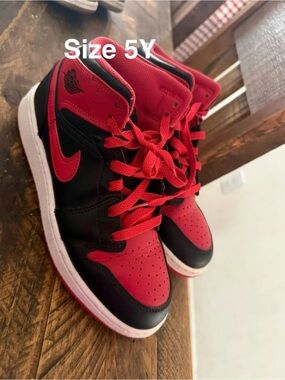 Nike Kids Red and Black High-Top Sneakers